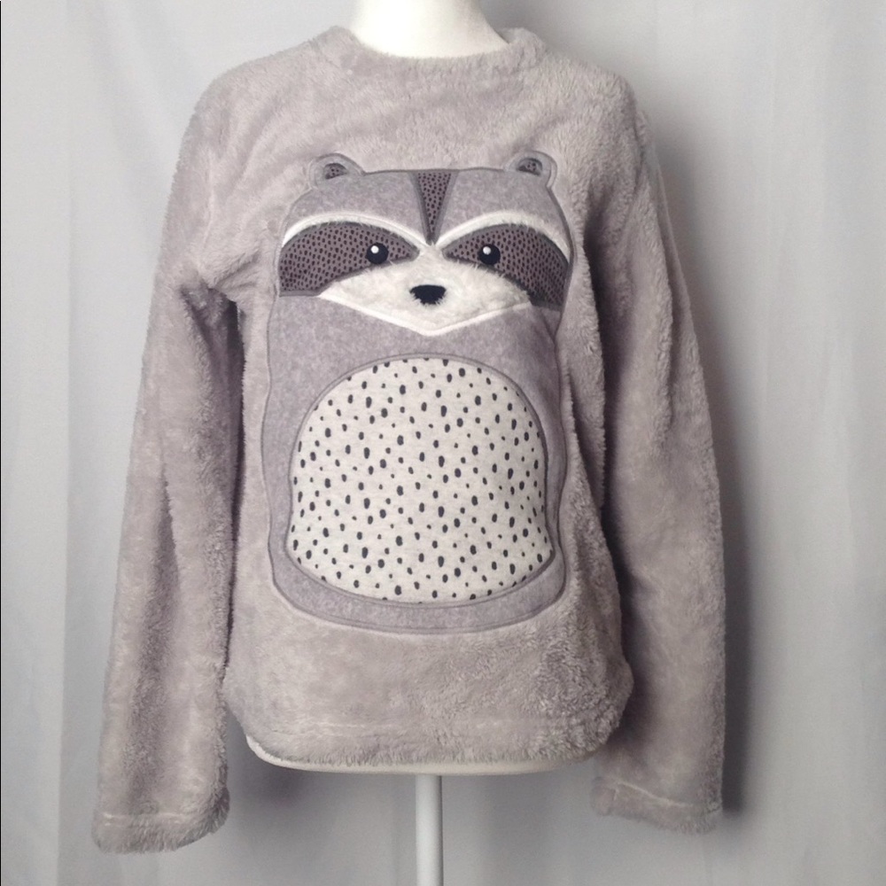 Oysho Gray Raccoon Fuzzy Loungewear Top, M